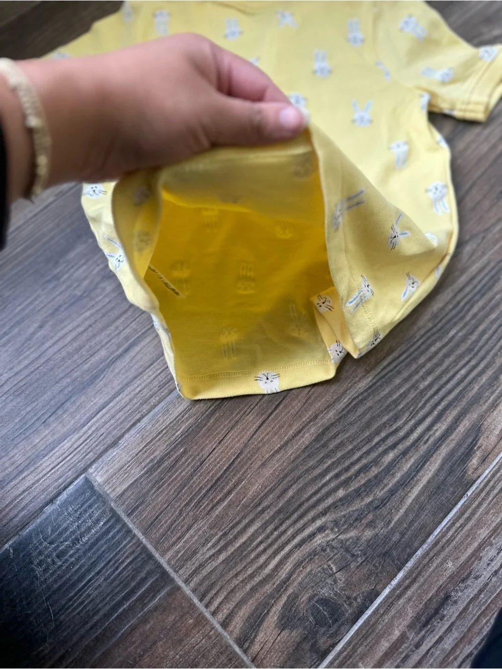 Old Navy Yellow Polo with White Bunny Motif